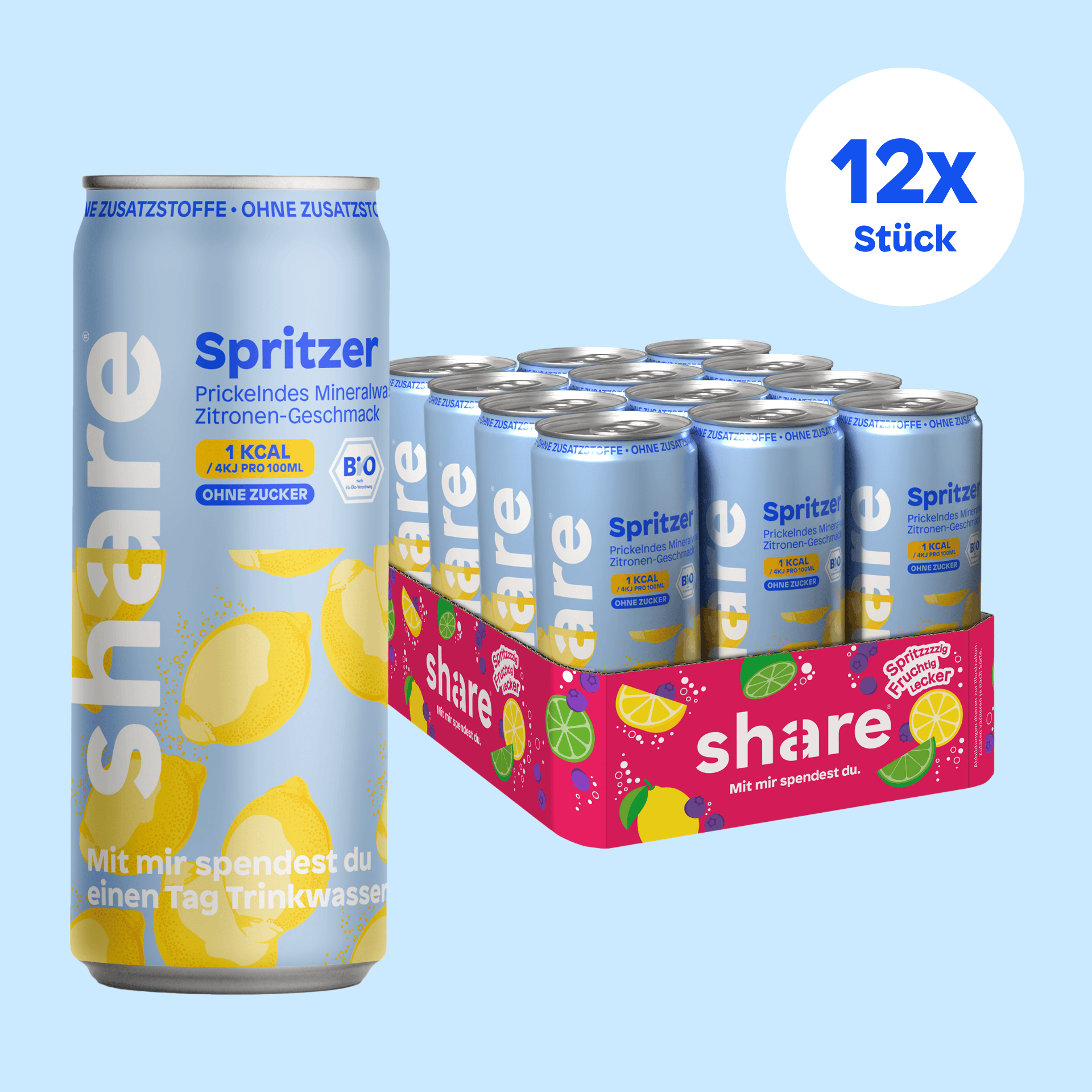 share Wasser mit Geschmack Bio Spritzer Zitrone 12x330m