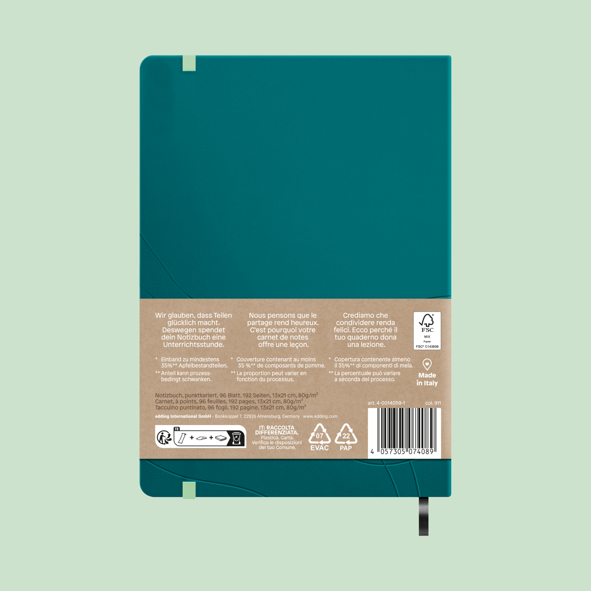 Notizbuch A5 punktkariert petrol