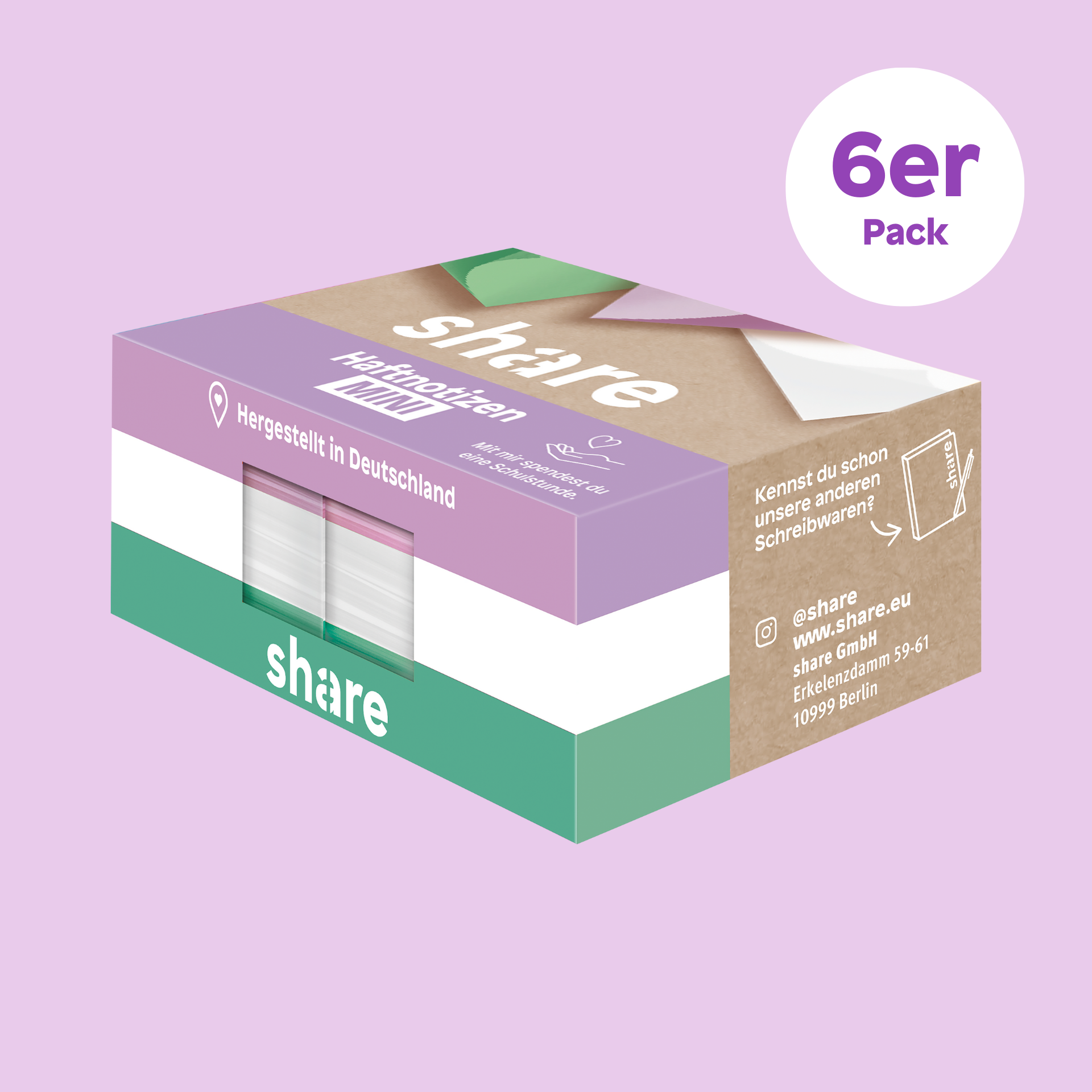 Haftnotizblock Mini 6er-Pack (100 Blatt)