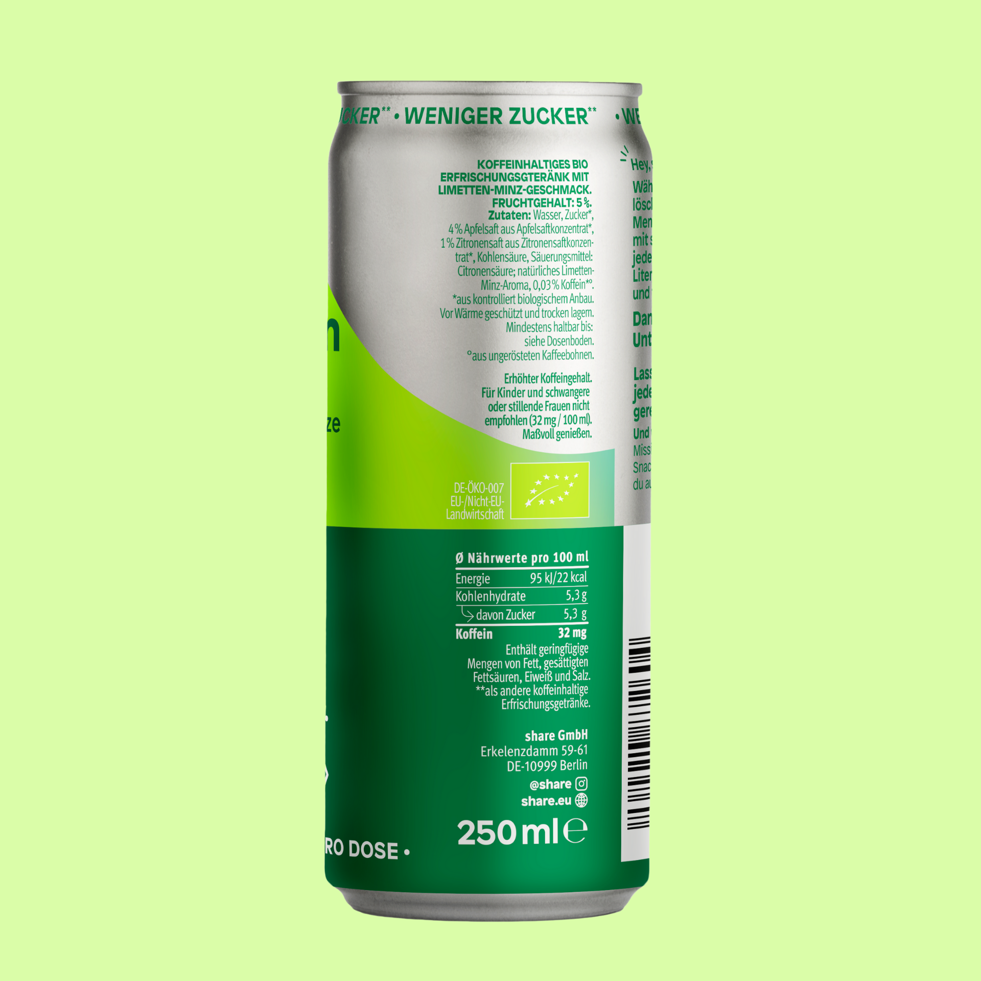 Bio Koffein Drink Limette Minze