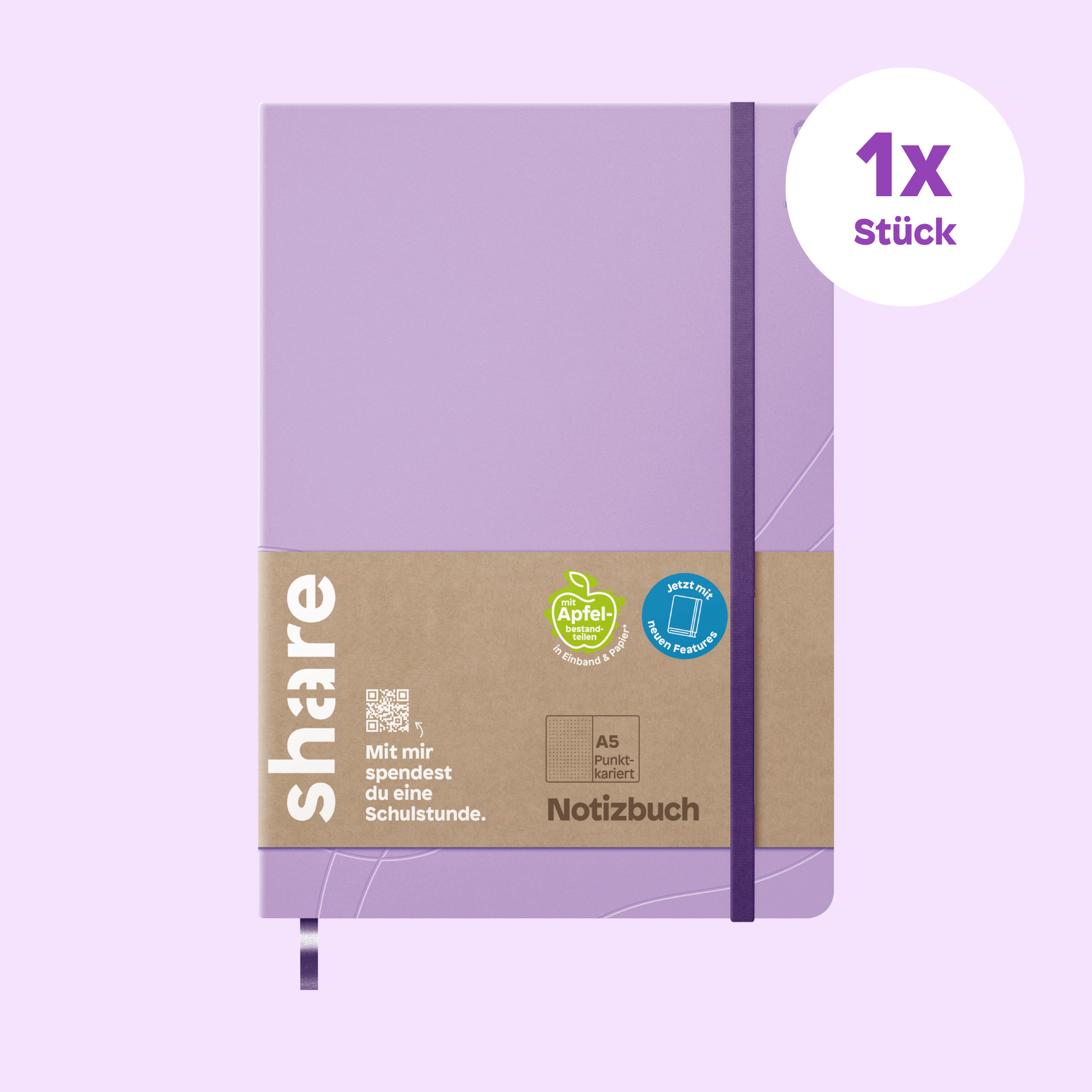 Notizbuch A5 punktkariert lavendel