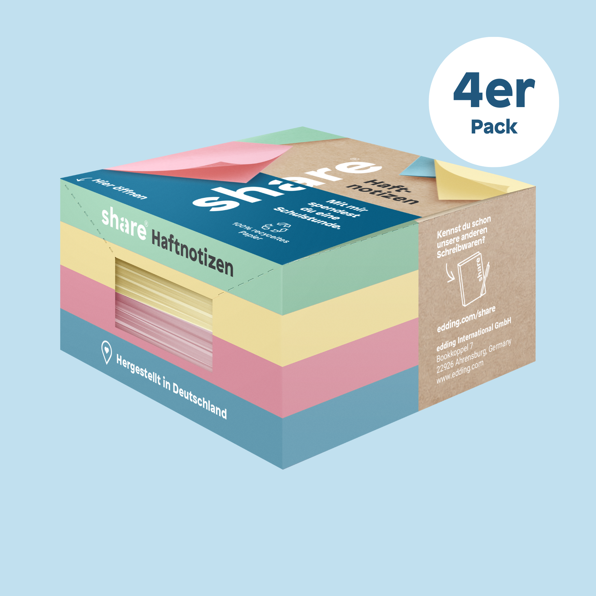 Haftnotizblock 4er-Pack (100 Blatt)