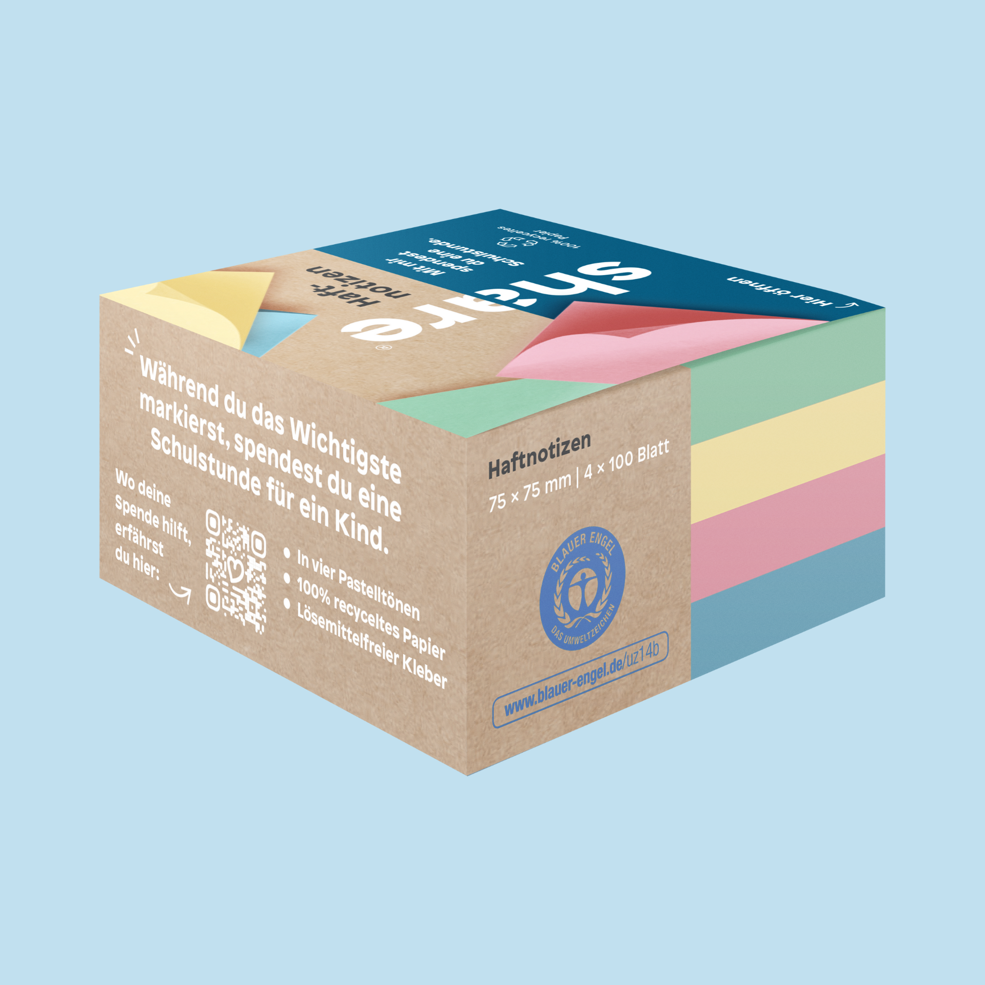 Haftnotizblock 4er-Pack (100 Blatt)