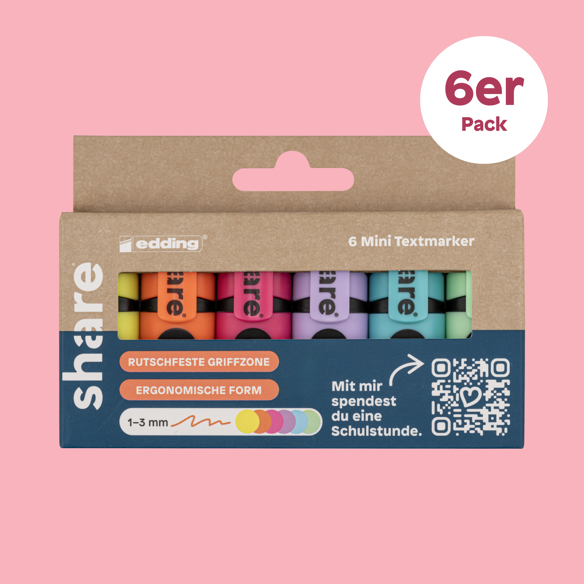 mini Textmarker 6er-Pack