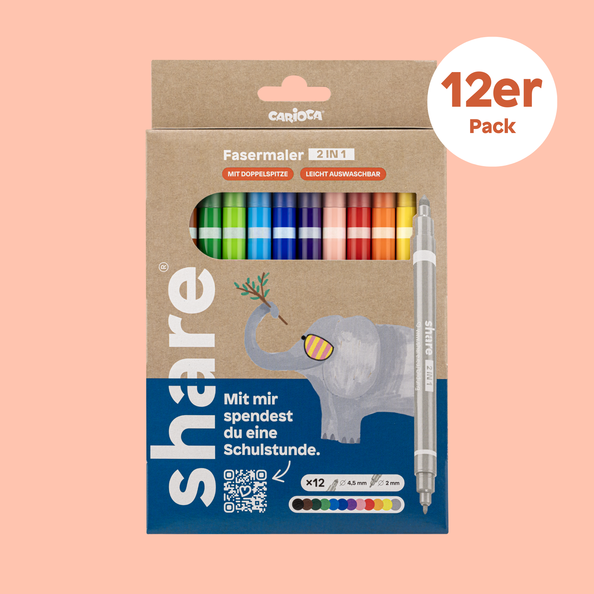 Fasermaler 2in1 sortiert basic 12er-Pack