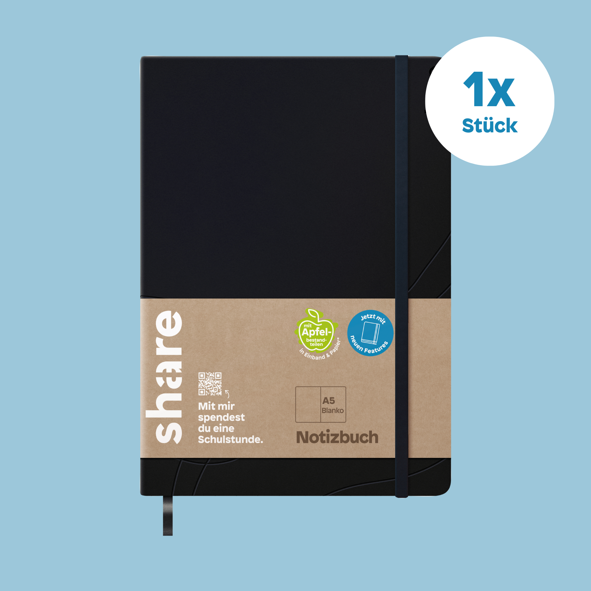 Notizbuch A5 blanko schwarz